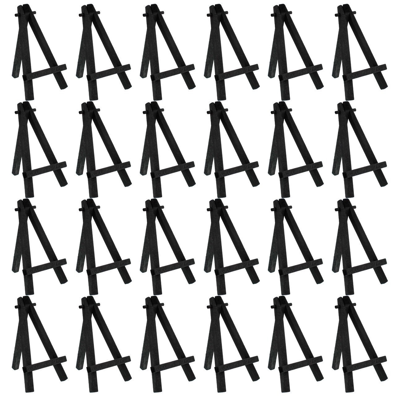 5" Mini Easel (24 Pack) - Black Wooden A-Frame Tabletop Display Stand, Mini Easel Stand - Small Easels for Display, Small Canvases, Crafts, Business Cards, Signs, Photos, Gifts